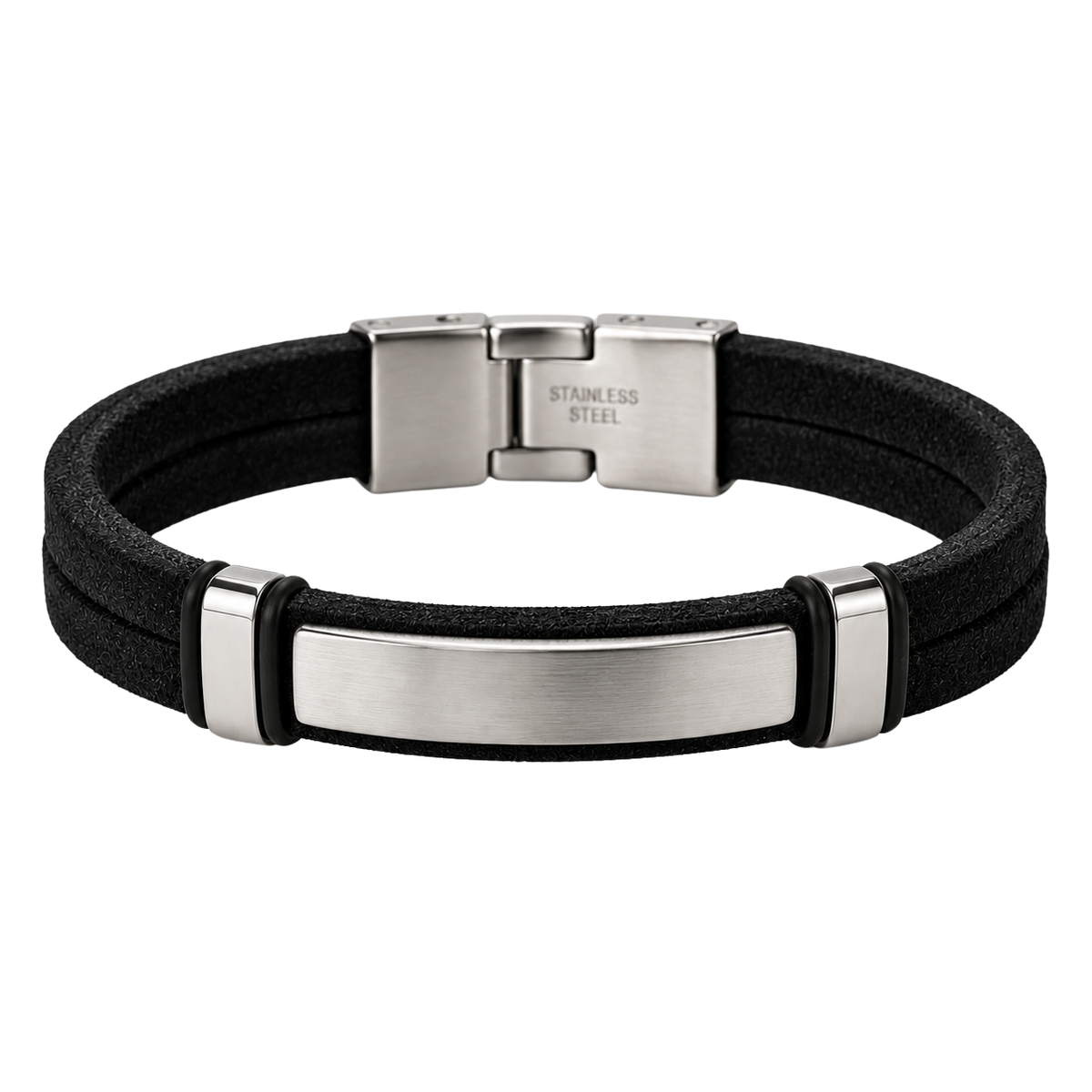 Premium Suede & Stainless Steel Bracelet – Jet Black | Asvingtton