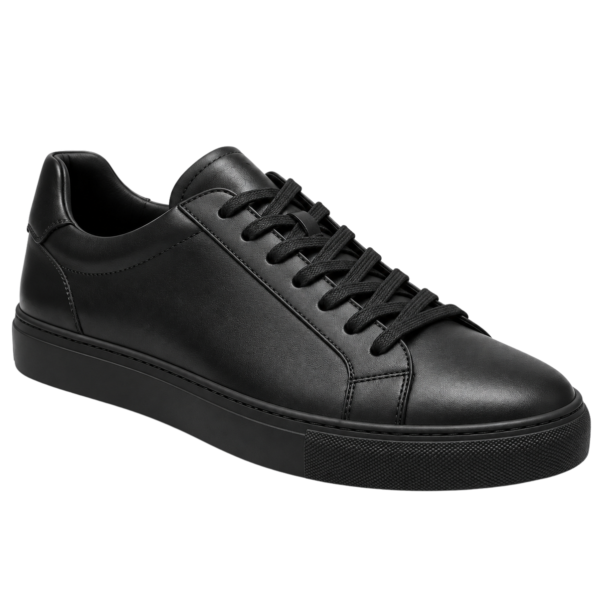 Premium Leather Low-Top Trainers – Jet Black | Asvingtton