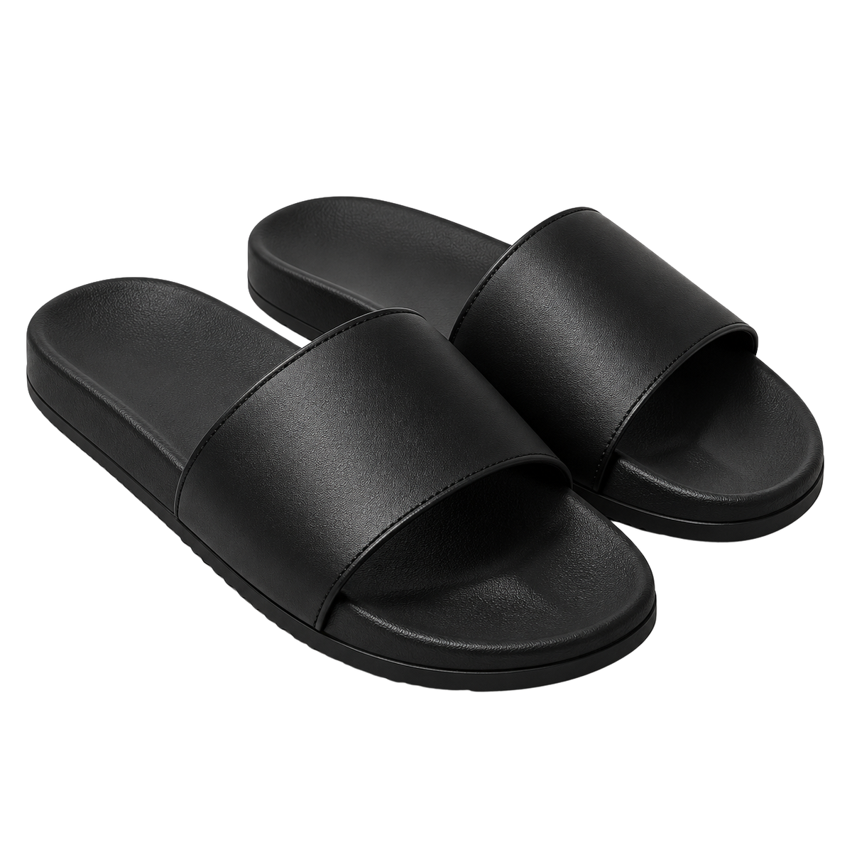 Premium Minimalist Slide Sandals – Jet Black | Asvingtton