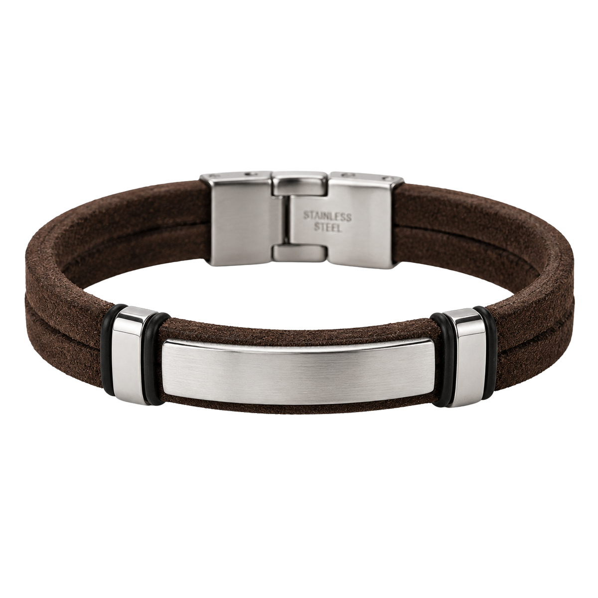 Premium Suede & Stainless Steel Bracelet – Dark Brown | Asvingtton
